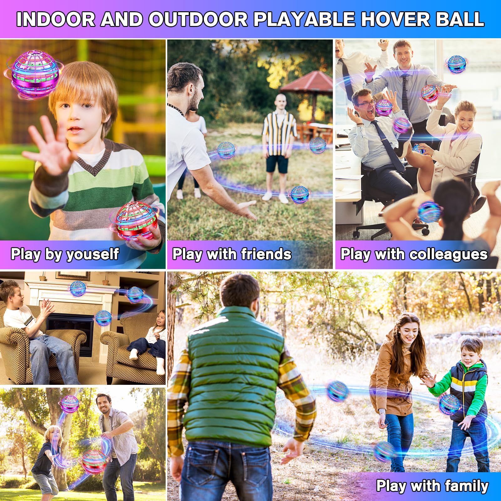 Paquete de 2 Juguetes de Bola Orb Voladora, Mini Dron - Imagen 4