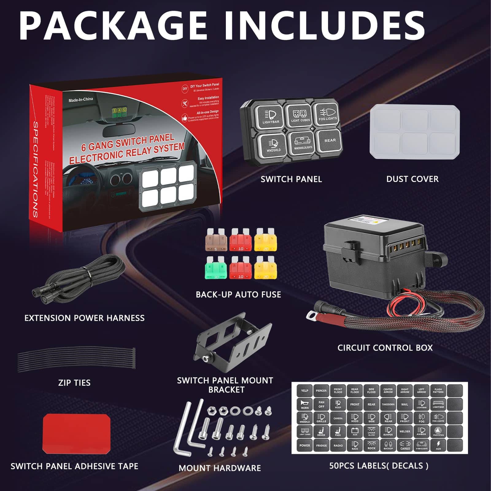 Panel de Interruptores de 6 Botones ANGU-OFFROAD Sistema de - Imagen 3