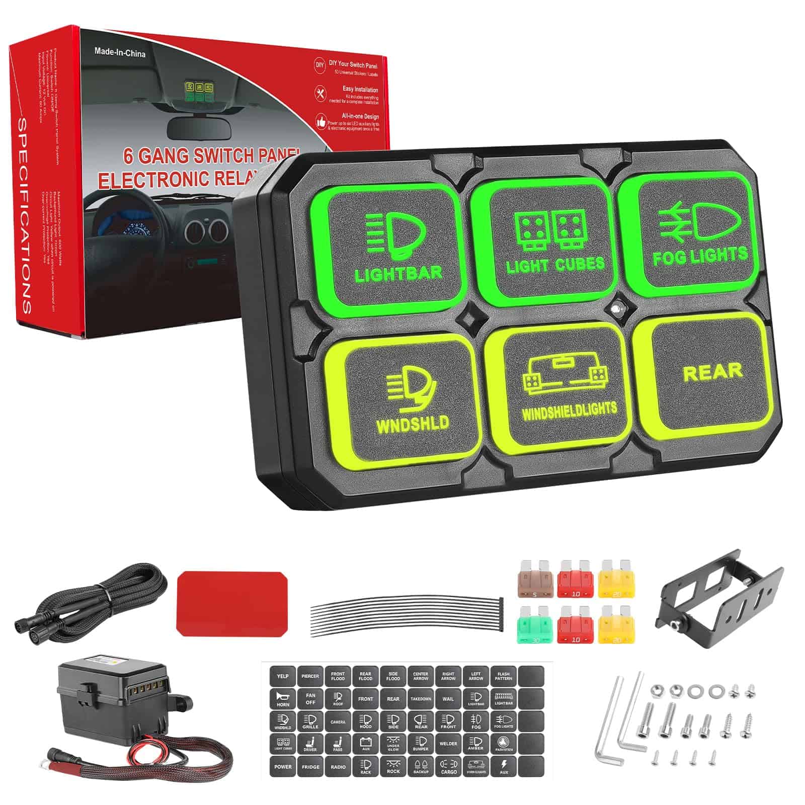 Panel de Interruptores de 6 Botones ANGU-OFFROAD Sistema de