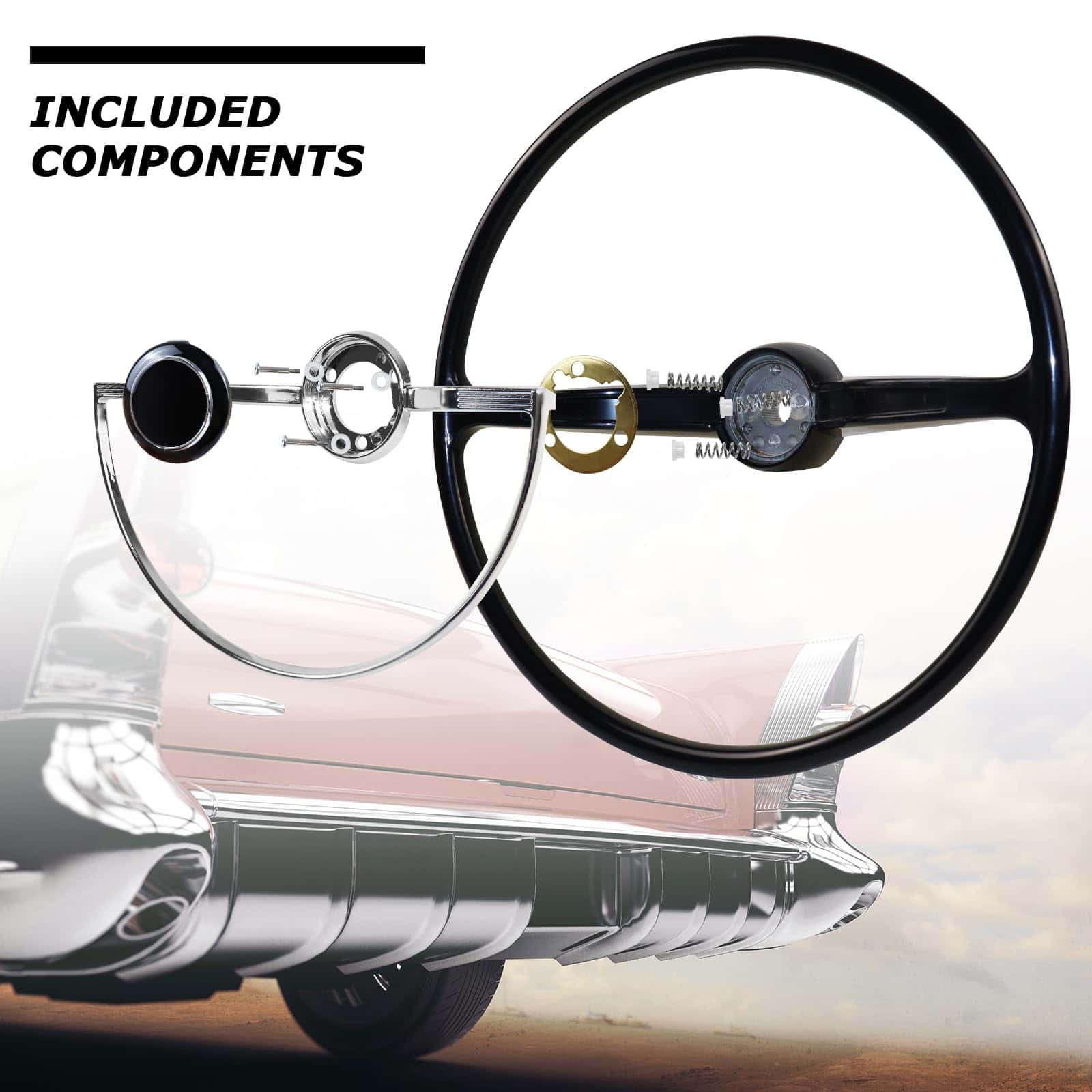 Volante Retro Clásico MOTAFAR de 15-3/4 -Negro - Imagen 7