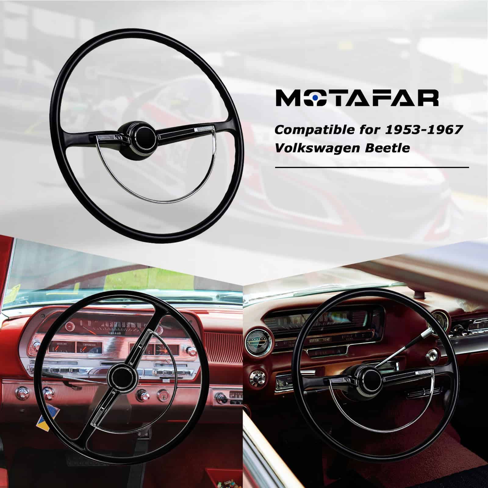 Volante Retro Clásico MOTAFAR de 15-3/4 -Negro - Imagen 6