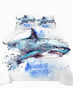 Juego de Edredón Suncloris Fierce Shark, Océano Azul