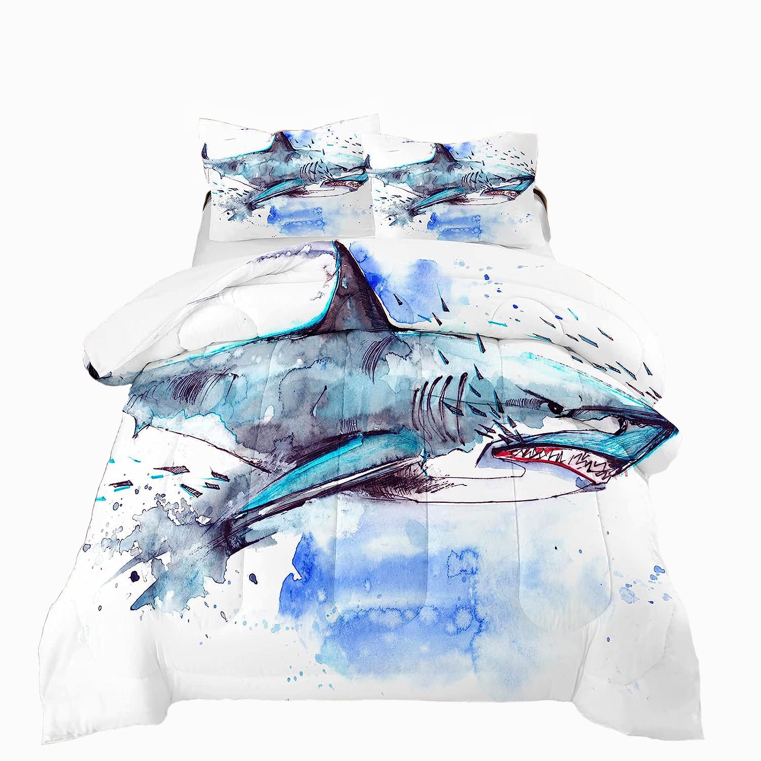 Juego de Edredón Suncloris Fierce Shark, Océano Azul