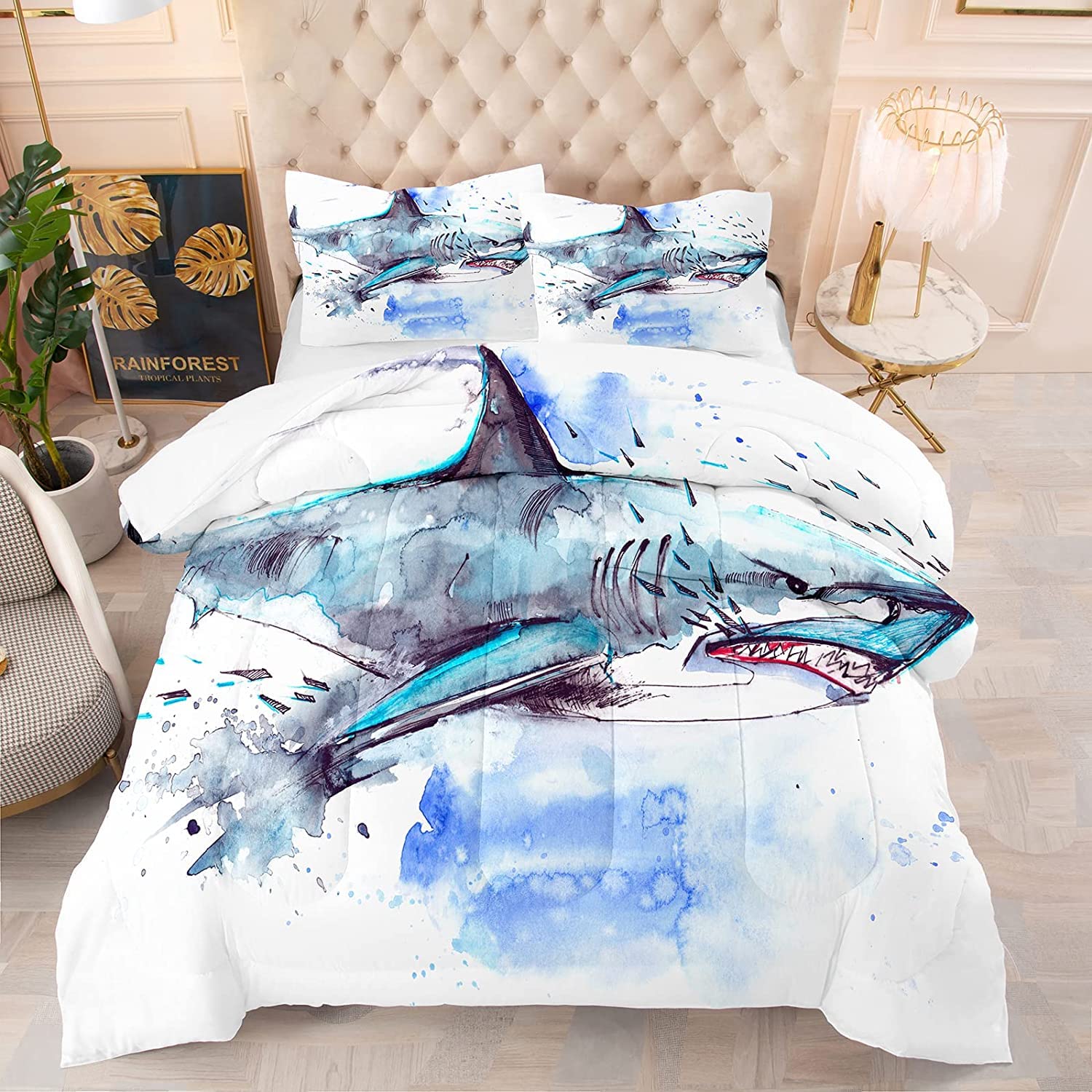 Juego de Edredón Suncloris Fierce Shark, Océano Azul - Imagen 3