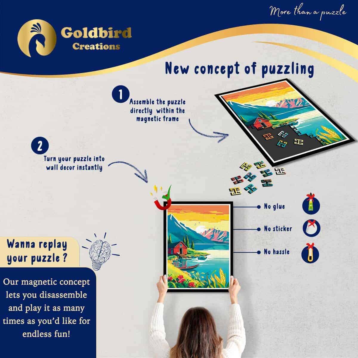 Rompecabezas magnético con marco para adultos - -Cabaña junt - Imagen 3