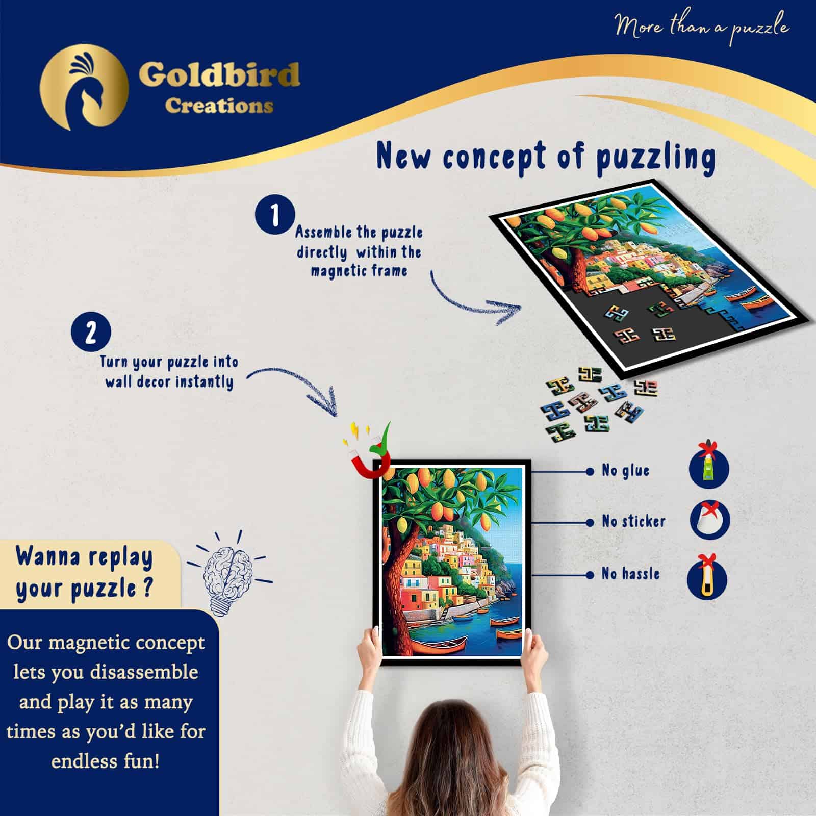 Rompecabezas magnéticos con marco para adultos - - Imagen 3