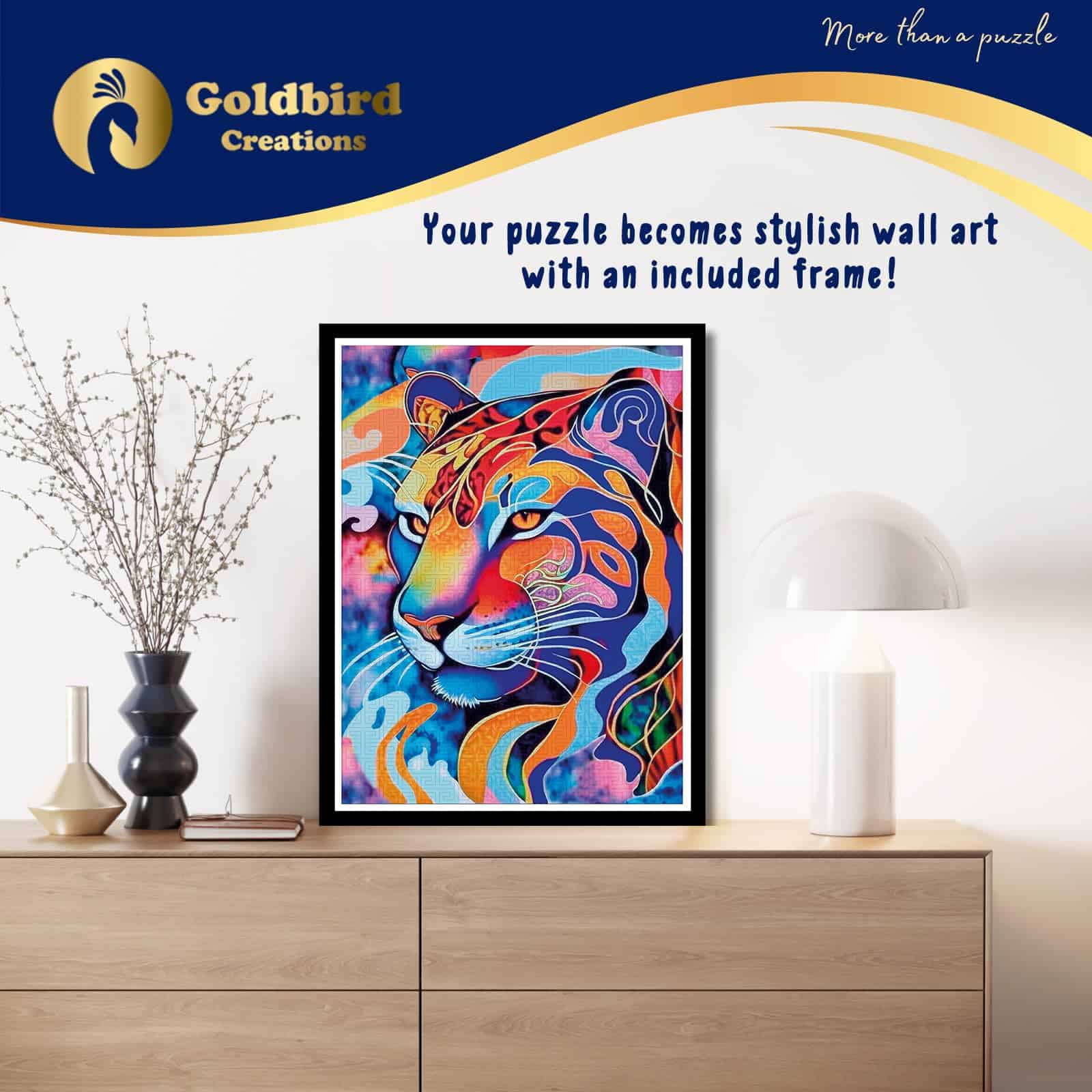 Rompecabezas de madera magnético con marco -Tigre Colorido - Imagen 5