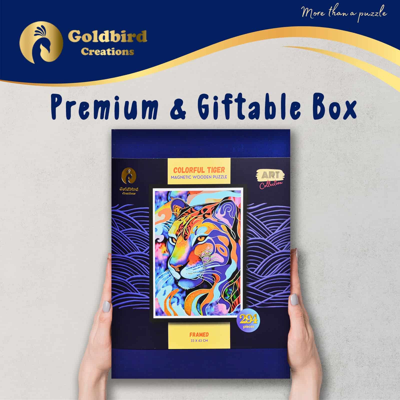 Rompecabezas de madera magnético con marco -Tigre Colorido - Imagen 6