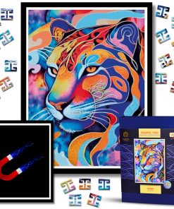 Rompecabezas de madera magnético con marco -Tigre Colorido