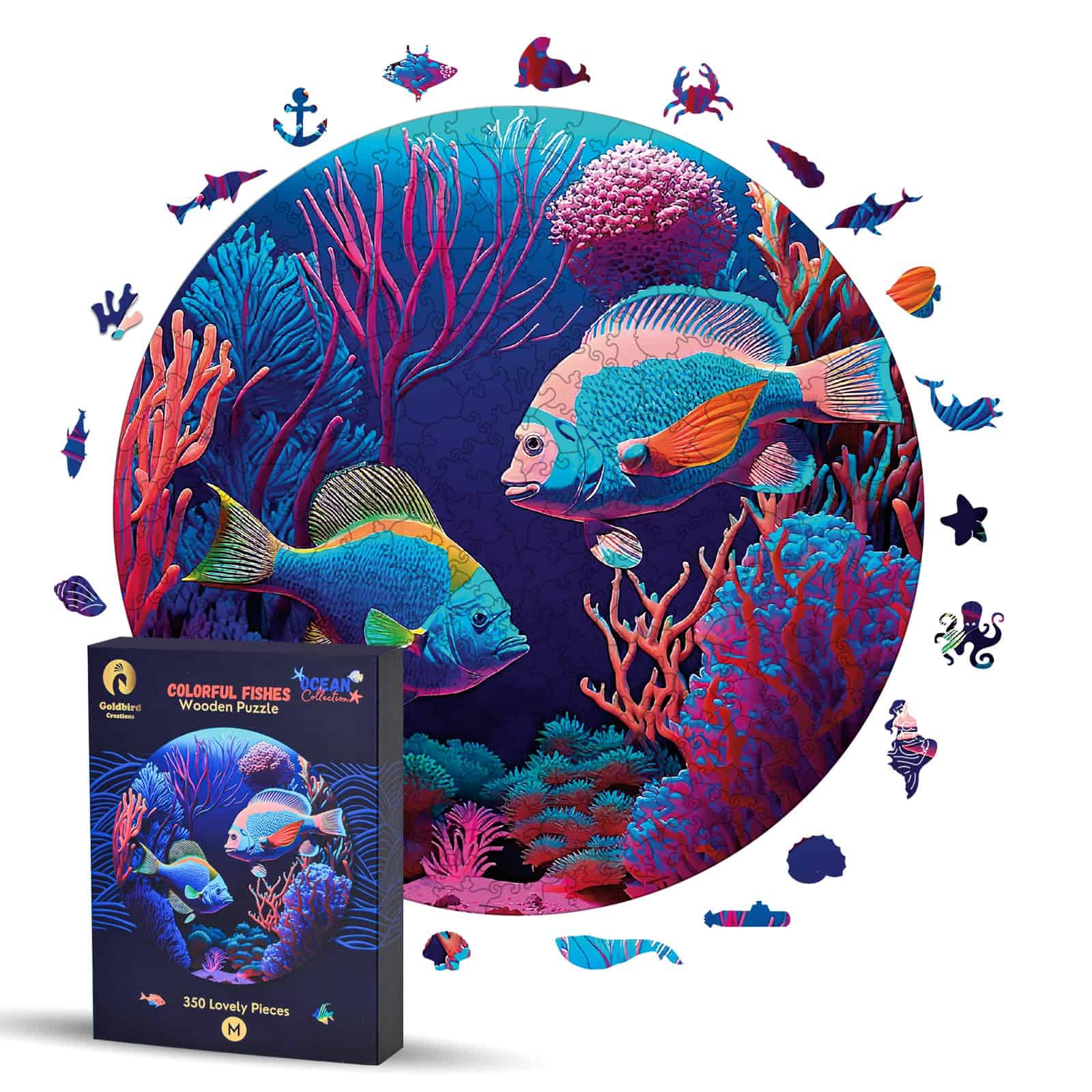 Rompecabezas de madera para adultos - -Peces coloridos