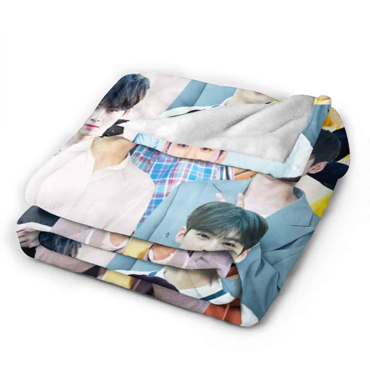 Manta Cha Eun woo Suave y Cómoda de Lana de Forro Polar - Imagen 10