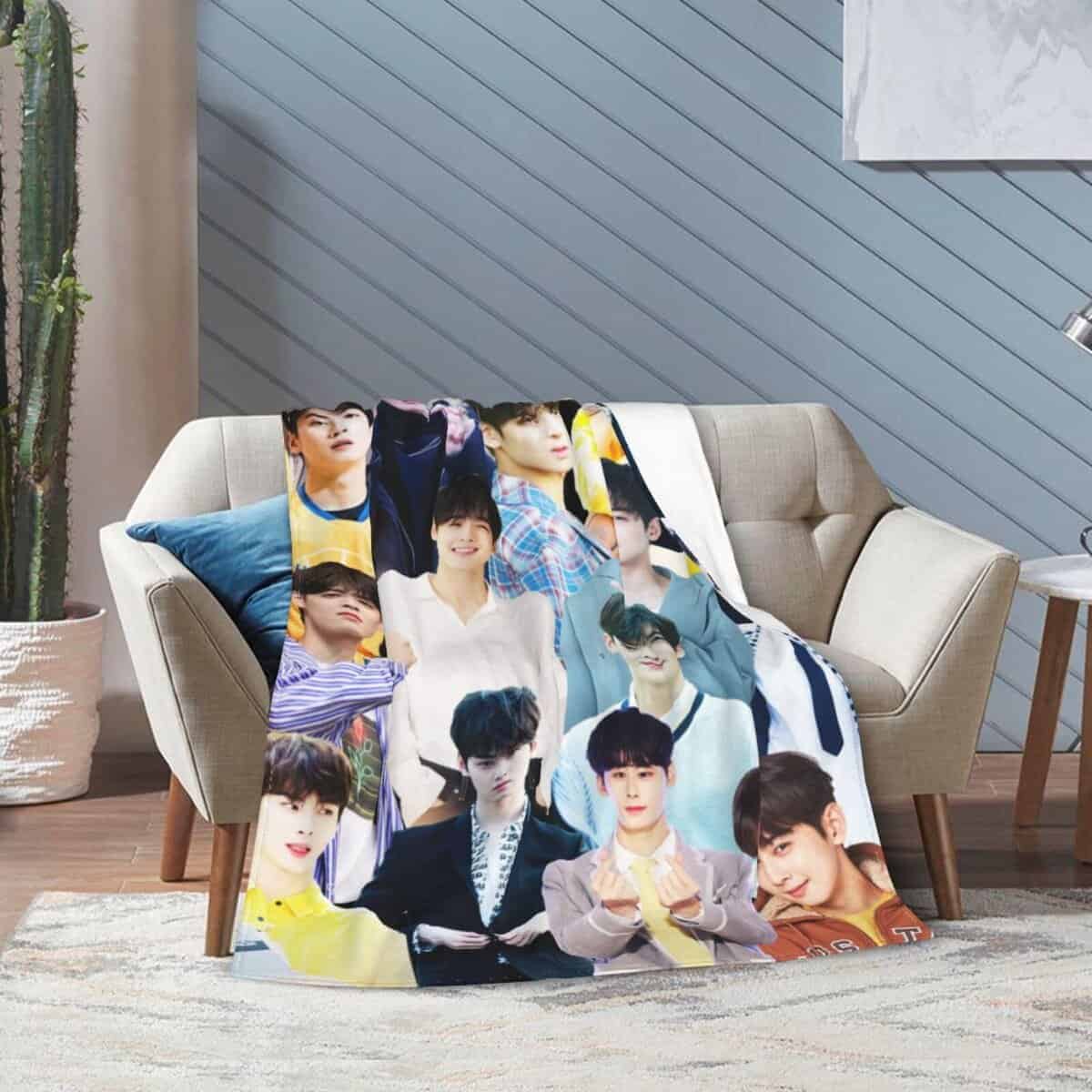 Manta Cha Eun woo Suave y Cómoda de Lana de Forro Polar - Imagen 5