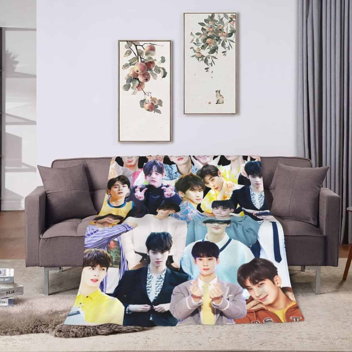 Manta Cha Eun woo Suave y Cómoda de Lana de Forro Polar - Imagen 4