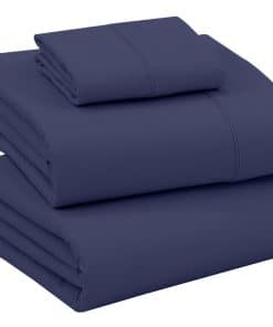 Juego de sábanas RUVANTI 100% algodón Twin, 3 -Azul Corona