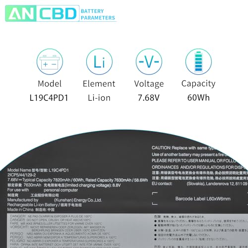 Batería de Portátil ANCBD L19C4PD1 L19D4PD1 Compatible con - Imagen 3