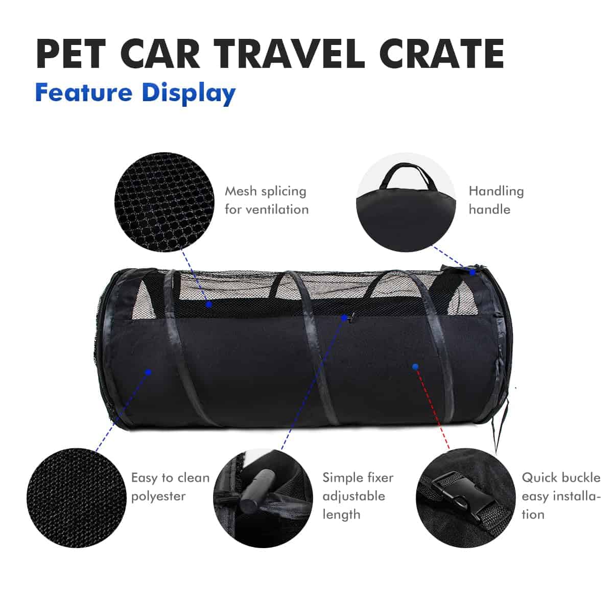 Transportador de Mascotas Plegable Grande para Coche, Jaula - Imagen 4