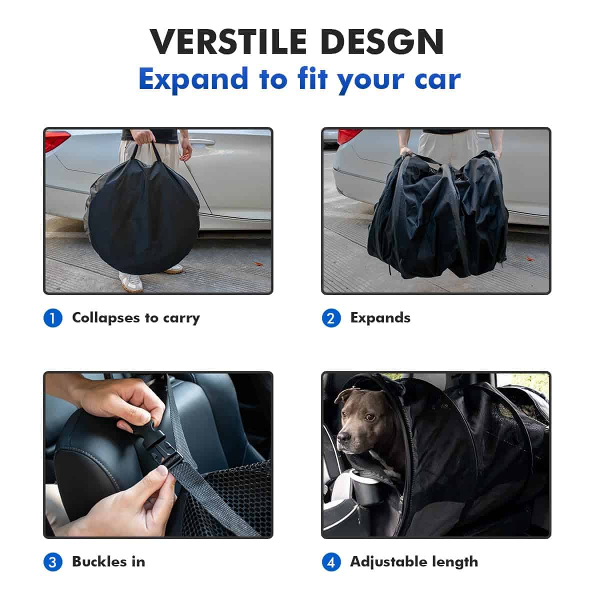 Transportador de Mascotas Plegable Grande para Coche, Jaula - Imagen 6