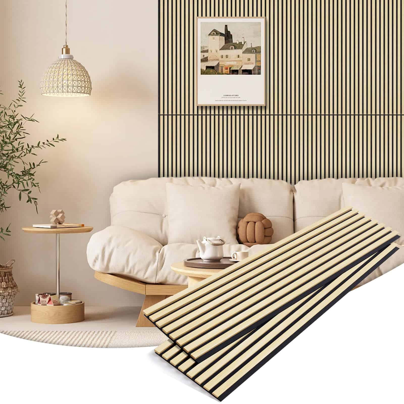 2 Pack Paneles de Madera para Pared, 47.2�x12.8�Paneles de