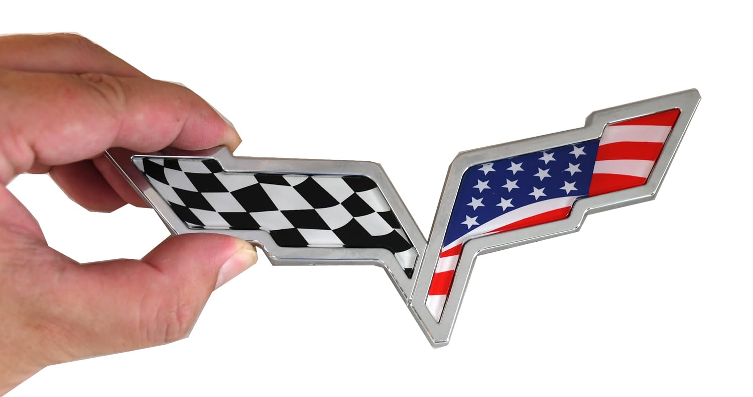 2 Piezas Emblemas de Cruce de Banderas en Capó Delantero y - Imagen 7