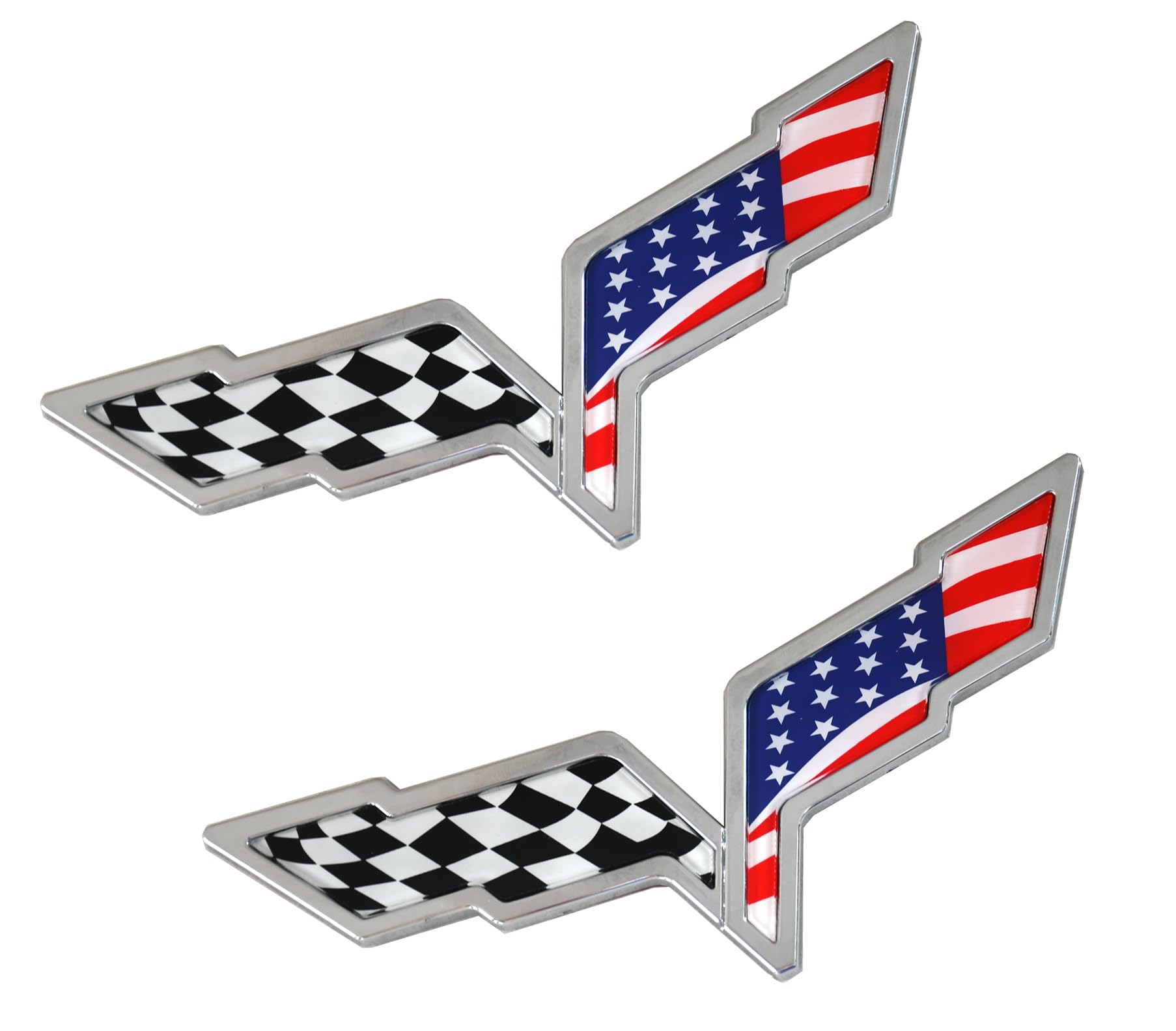 2 Piezas Emblemas de Cruce de Banderas en Capó Delantero y - Imagen 3