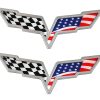 2 Piezas Emblemas de Cruce de Banderas en Capó Delantero y