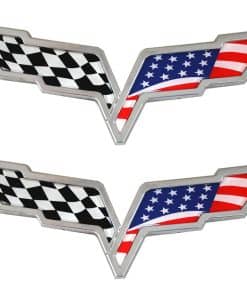 2 Piezas Emblemas de Cruce de Banderas en Capó Delantero y