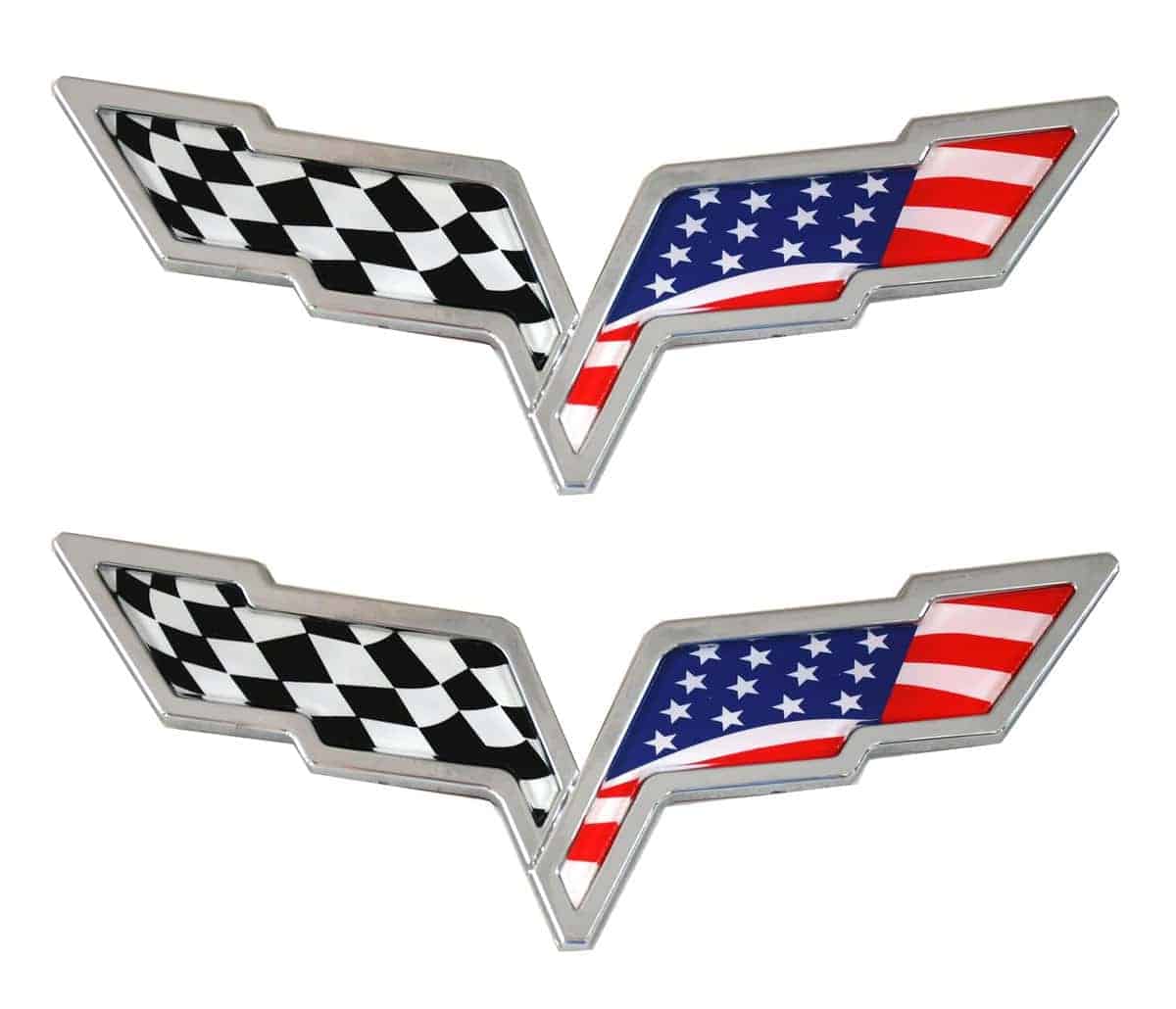 2 Piezas Emblemas de Cruce de Banderas en Capó Delantero y