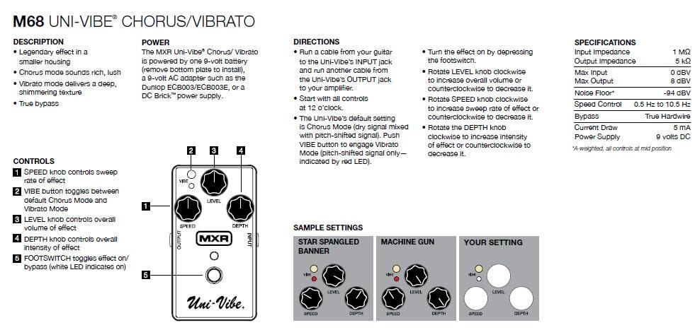 MXR M68 Uni-Vibe Chorus Vibrato Pedal de Efectos para - Imagen 8