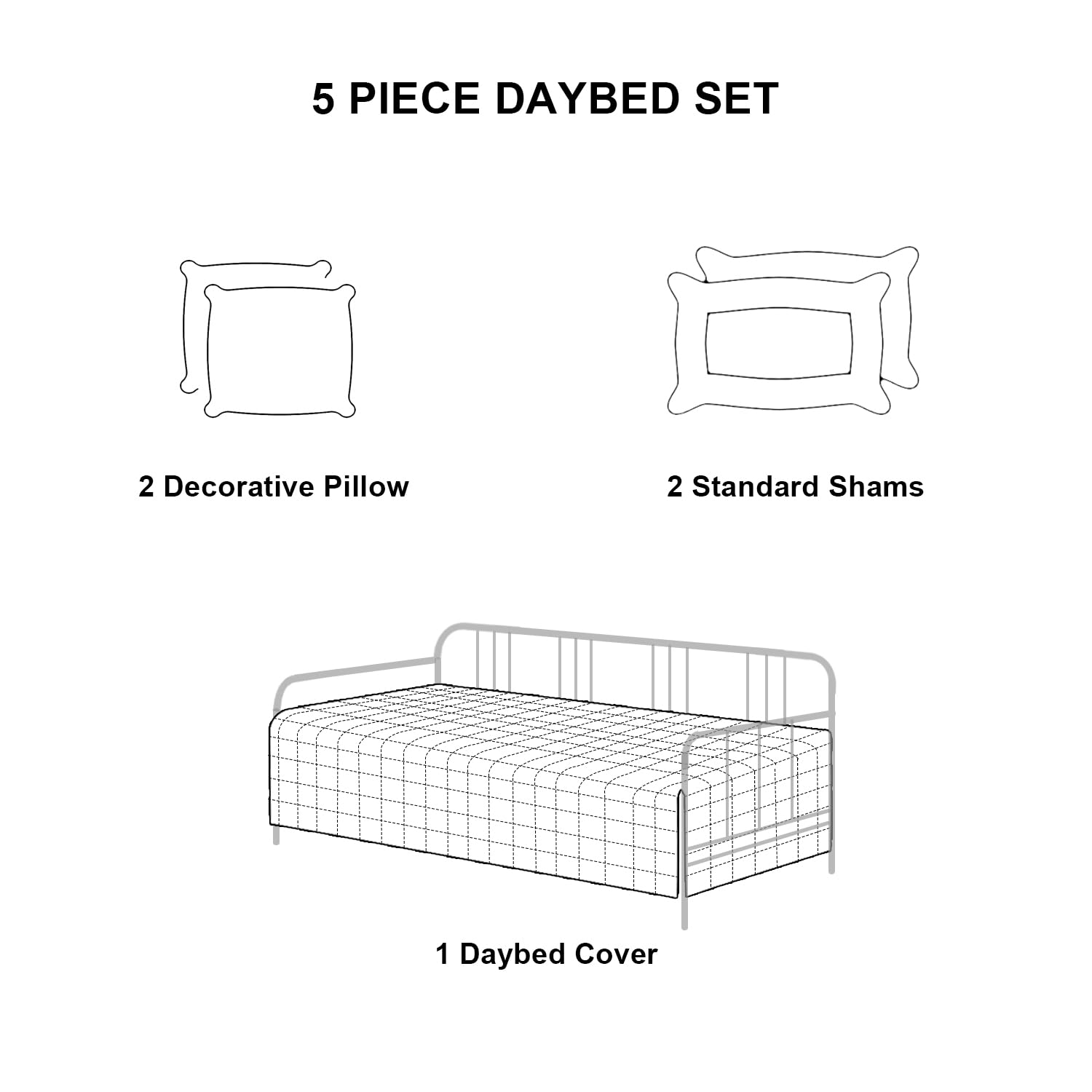 Juego de Cubierta de Cama para Cama de Día de 5 Piezas en - Imagen 7