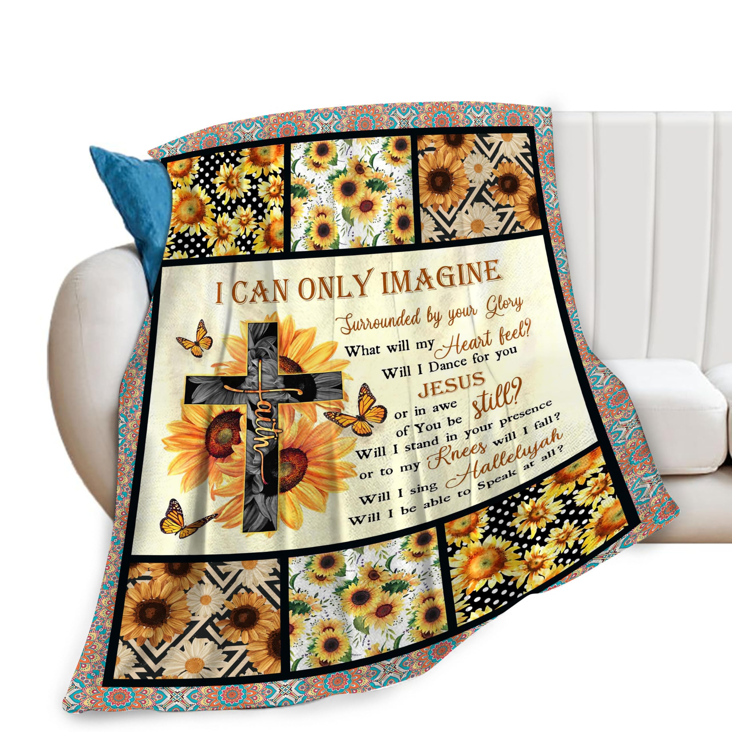 Cobija Inspiracional Decorativa con Cruz de Girasol I Can