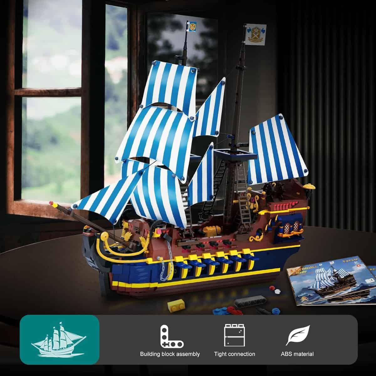 Set de Construcción de Modelo de Barco Pirata YESHIN, - Imagen 6