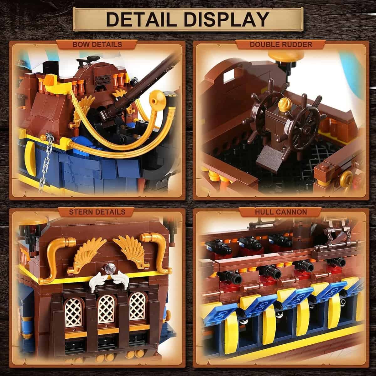 Set de Construcción de Modelo de Barco Pirata YESHIN, - Imagen 4