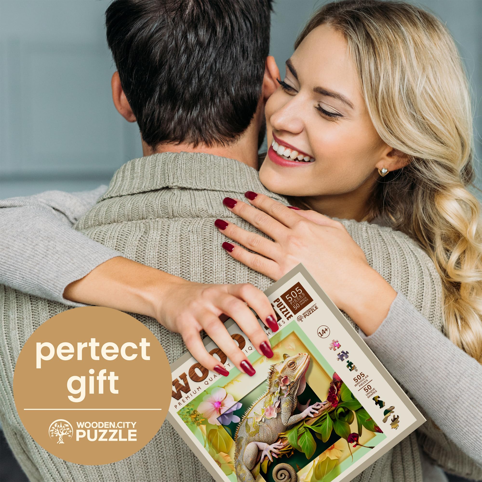 Rompecabezas de madera WOODEN.CITY Camaleón y Flores 500 - Imagen 8