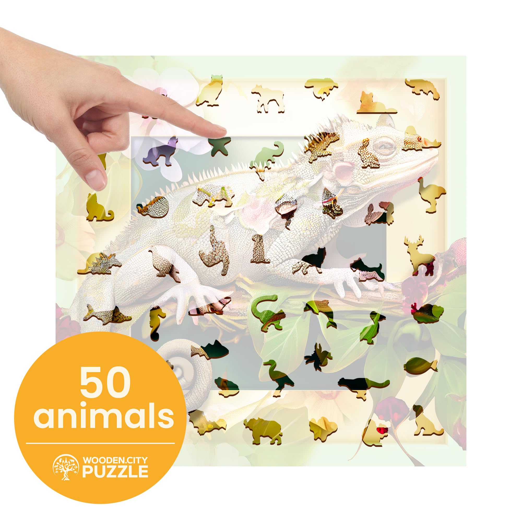 Rompecabezas de madera WOODEN.CITY Camaleón y Flores 500 - Imagen 5