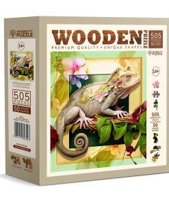 Rompecabezas de madera WOODEN.CITY Camaleón y Flores 500