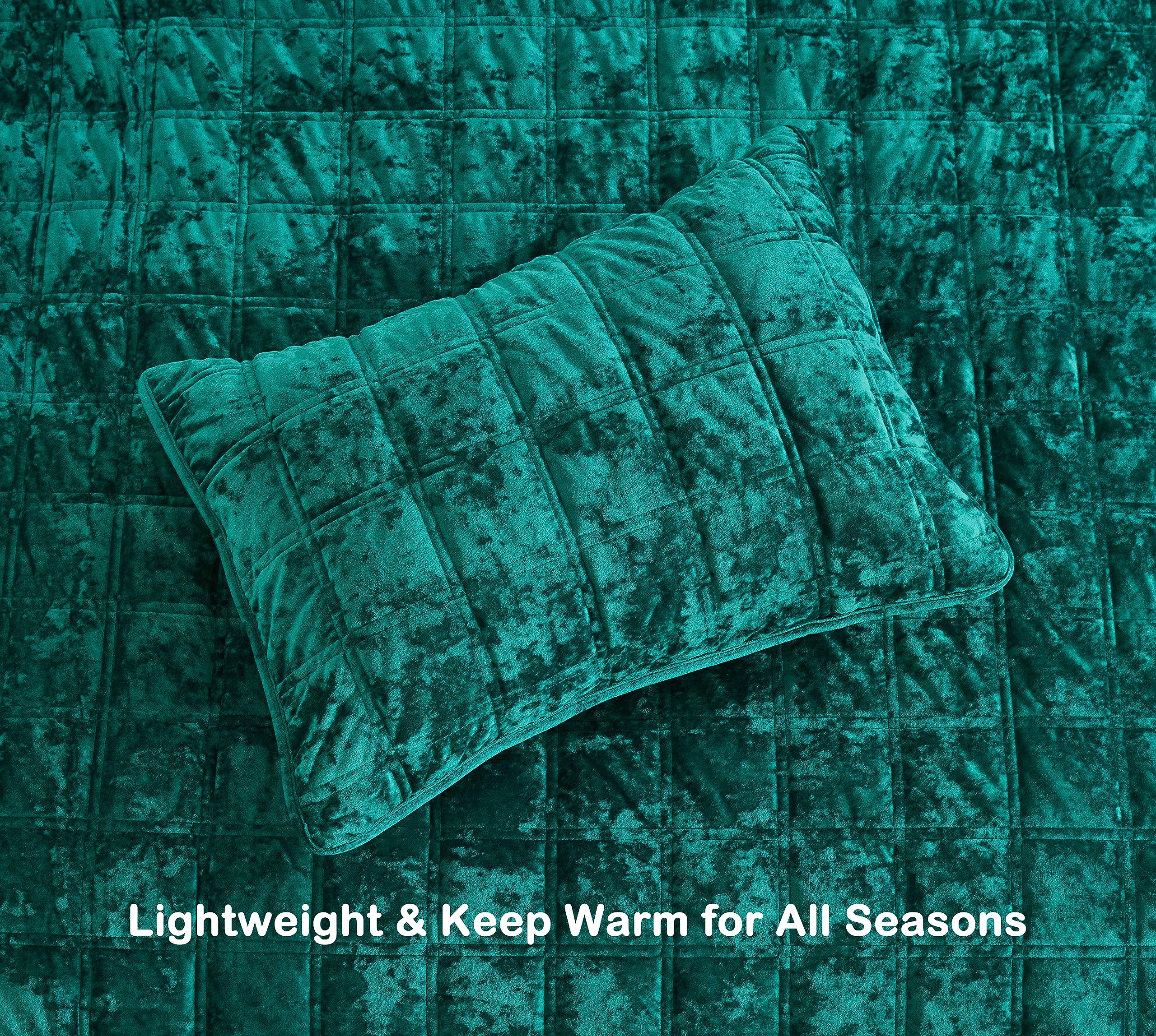 Juego de Colcha de Terciopelo Chezmoi -Verde Esmeralda - Imagen 7