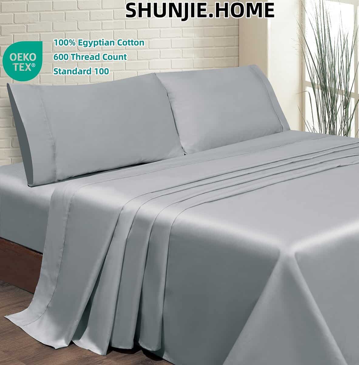 Juego de Sábanas Shunjie.Home 4 Piezas, 600 TC 100% Algodón - Imagen 3