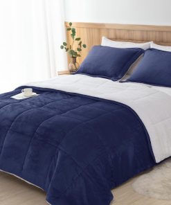 Juego de edredón de forro polar Seward Park azul marino,