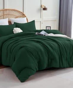 Juego de Edredón CozyLux Dark Emerald Green Tamaño Queen, 3