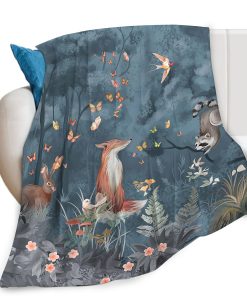 Manta de Impresión de Zorro Conejo Panda Rojo Bosque de