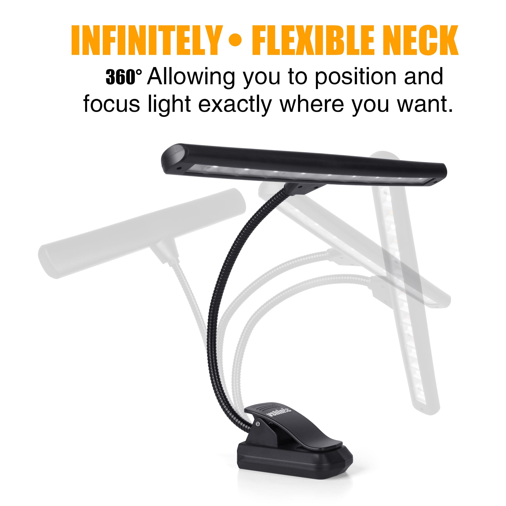 Luz de Soporte Musical Clip On Vshinic, 18 LED Recargable, - Imagen 4