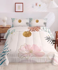 Juego de Edredón Rosado Nttopship Mid Century Boho Tamaño