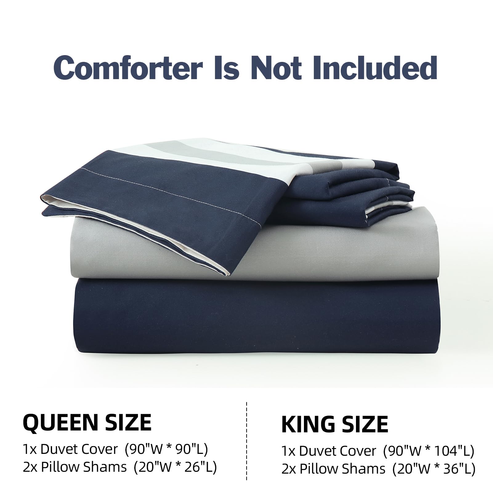 Juego de Funda nórdica de algodón EWlinens King Size - Azul - Imagen 7