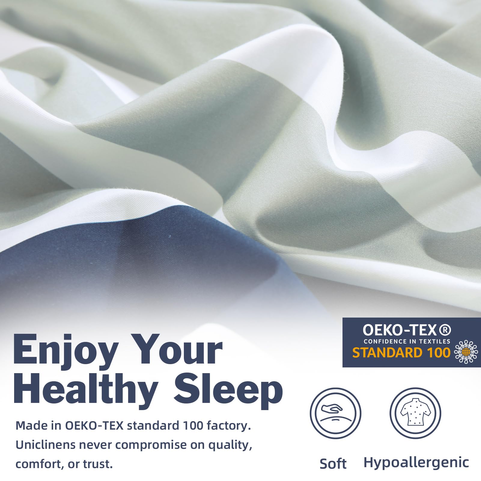 Juego de Funda nórdica de algodón EWlinens King Size - Azul - Imagen 4