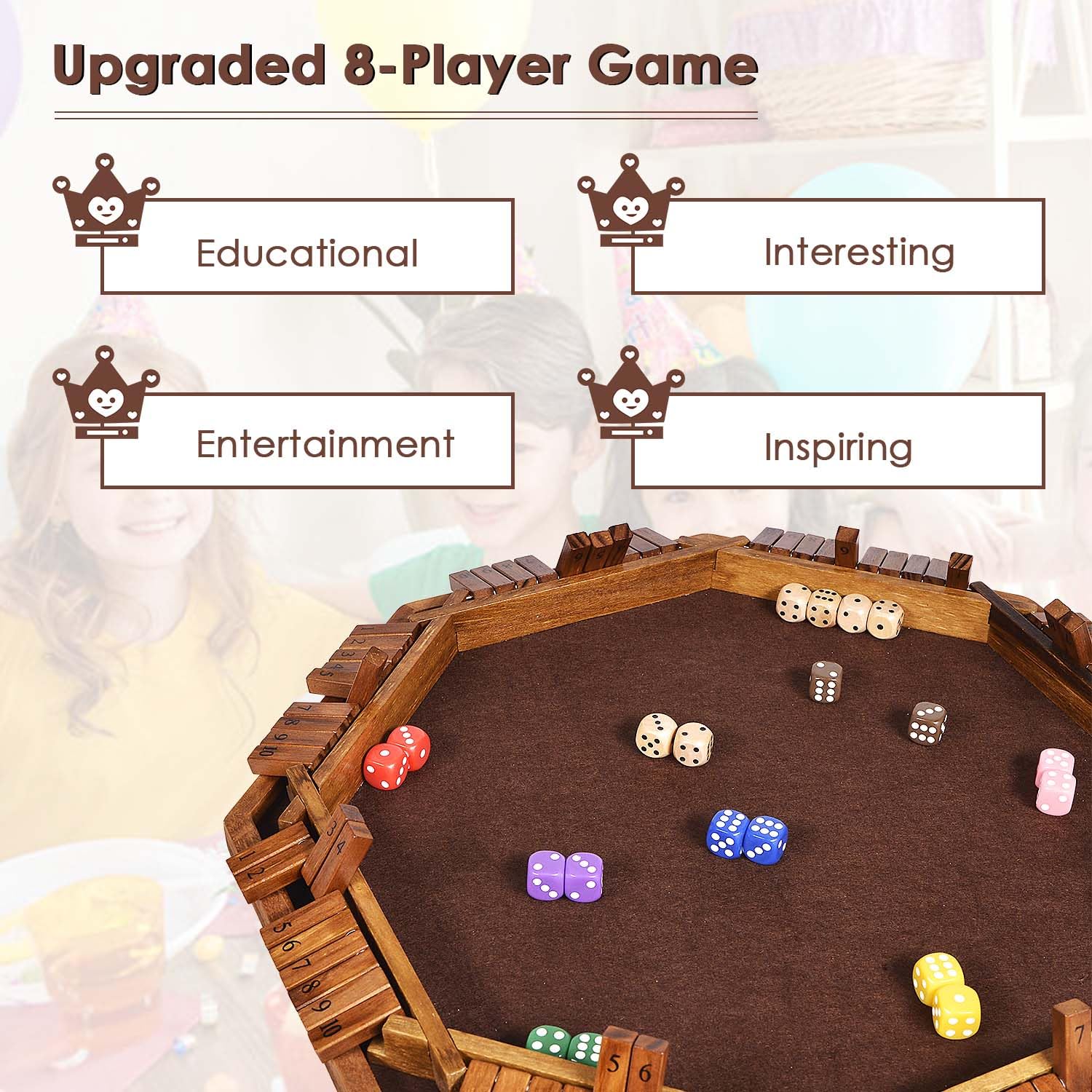 Juego de Dados Vamslove Shut The Box para 8 Jugadores - Imagen 6