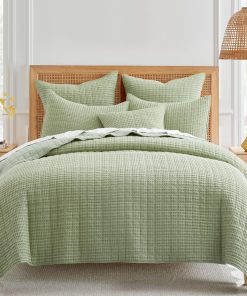 Levtex Home - Mills Waffle - Juego de Colcha -Verde Salvia