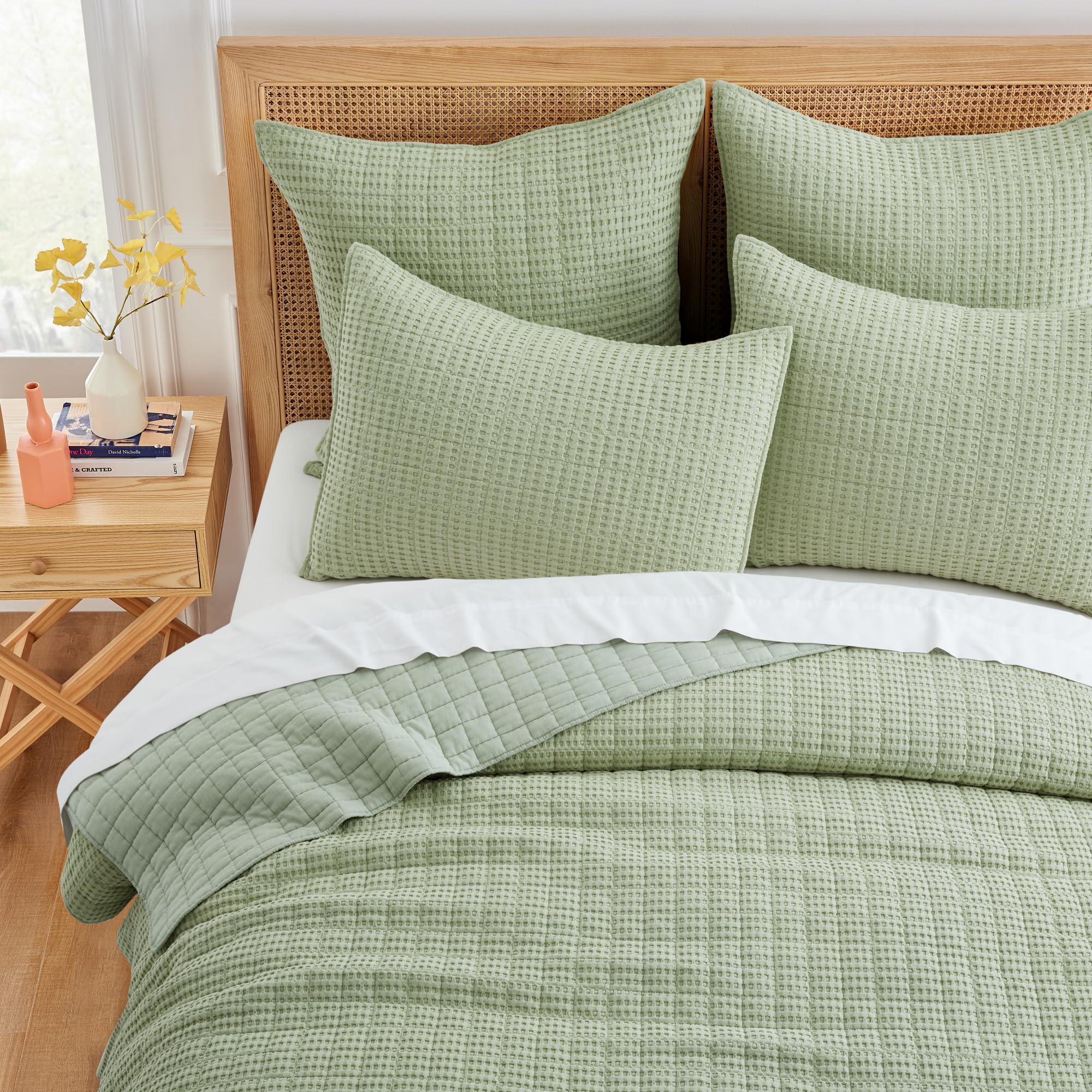Levtex Home - Mills Waffle - Juego de Colcha -Verde Salvia - Imagen 3