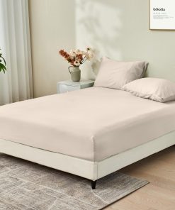Juego de Sábana Ajustable de Bambú Rayón -Beige Claro