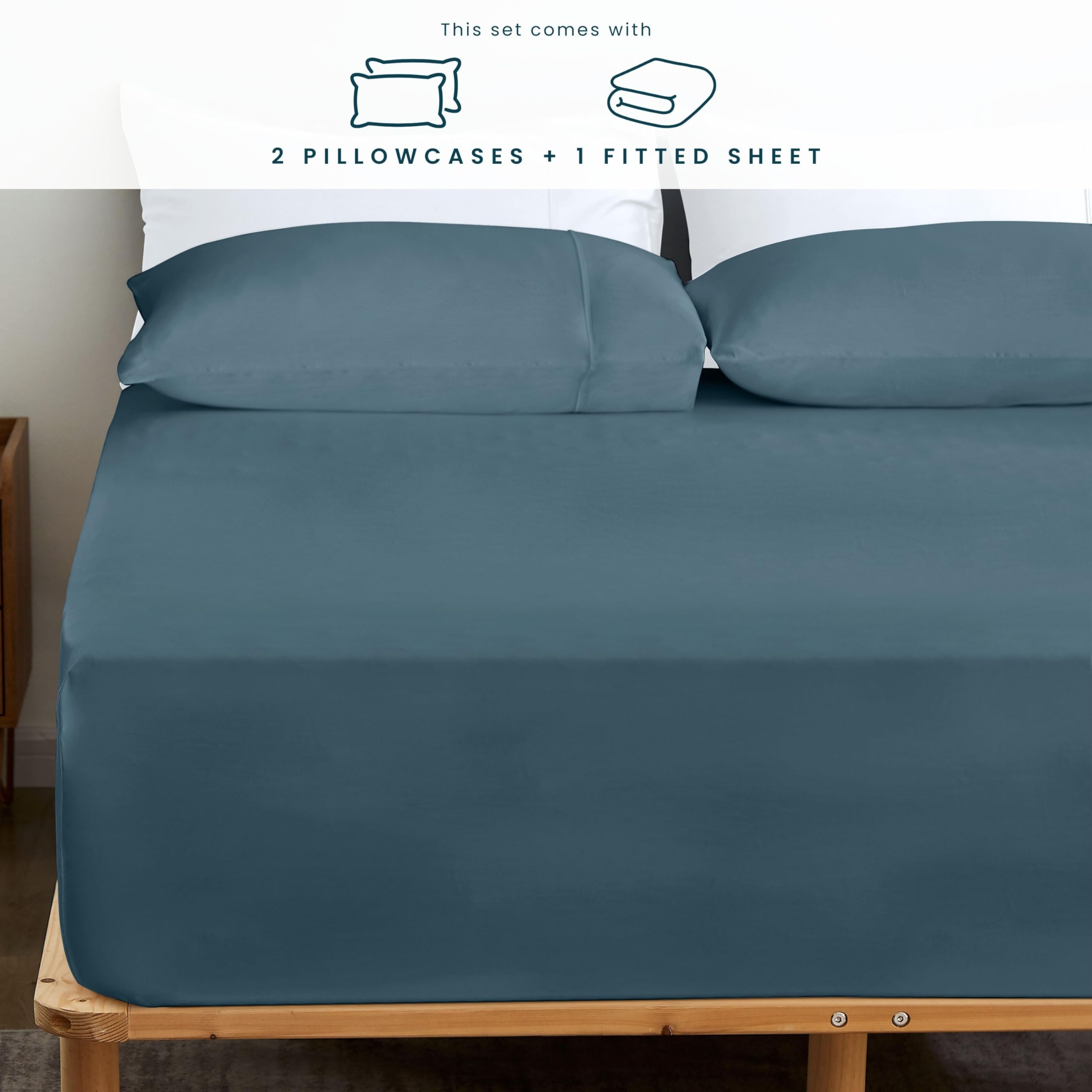 Juego de Sábana Ajustable de Bambú Rayón -Azul - Imagen 8