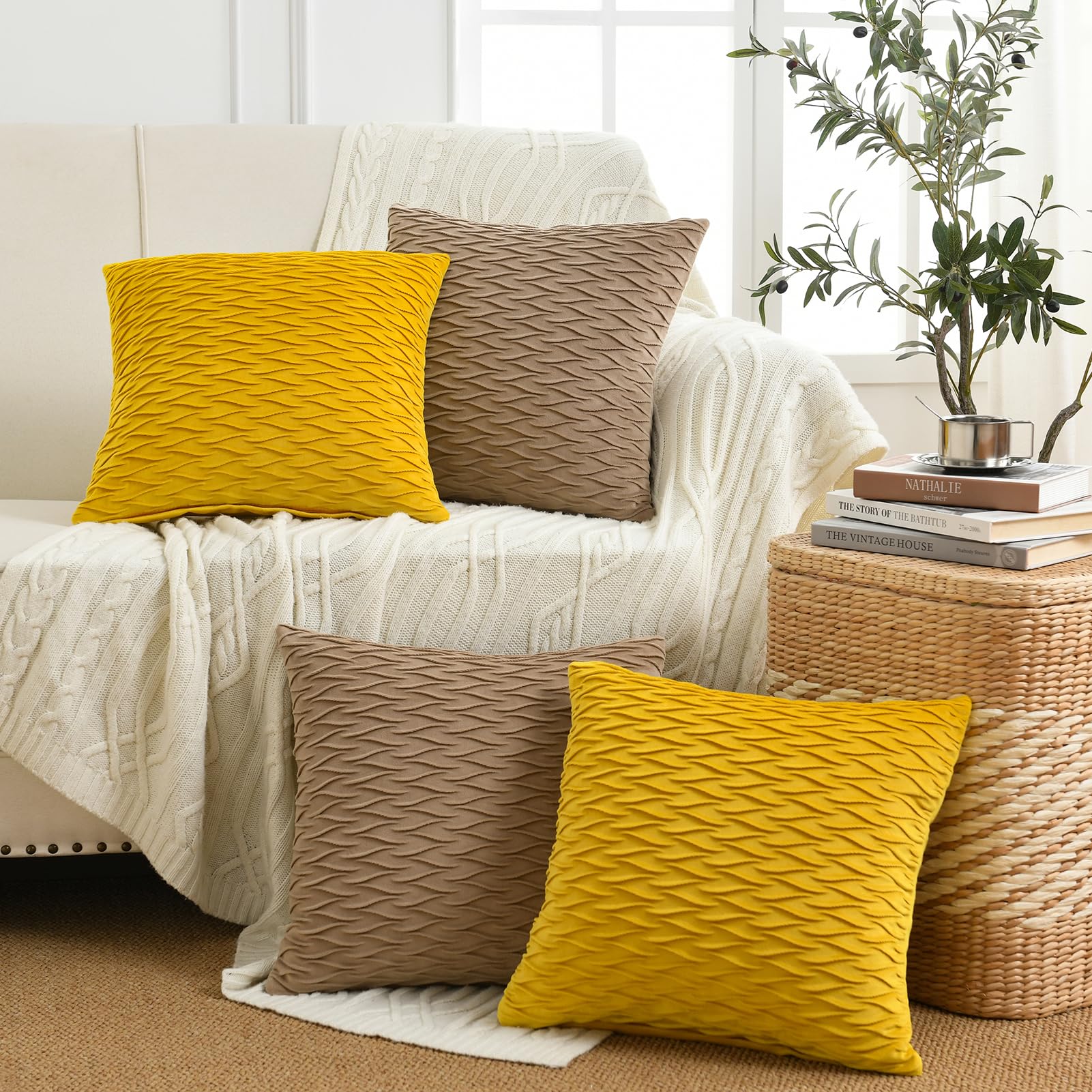 SahSahCasa Fundas de Cojín de Terciopelo Suave Decorativas - Imagen 3